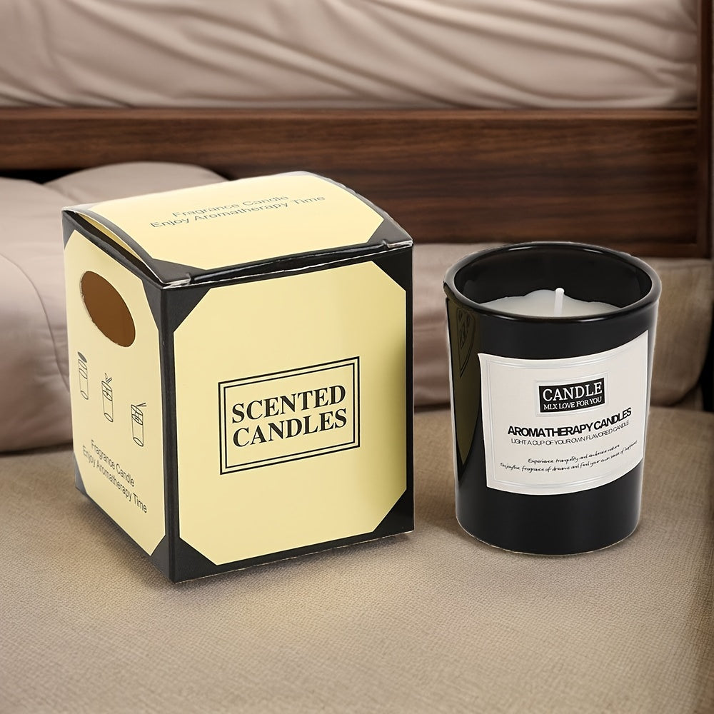 Lavender & Sandalwood Scented Candle In Shiny Black Glass