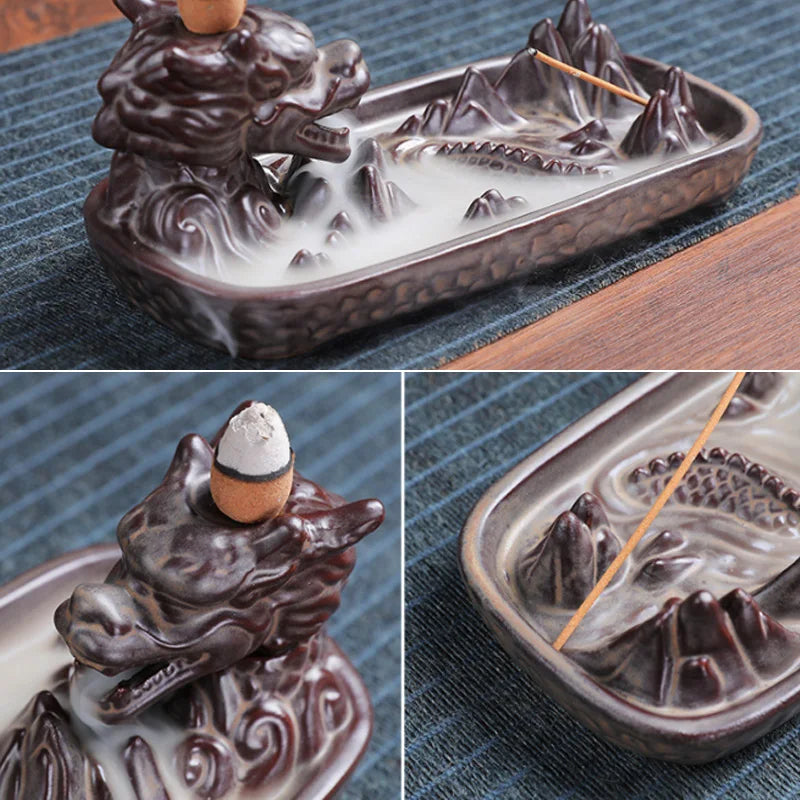 Backflow Incense Burner Ceramic Purple Sand Incense