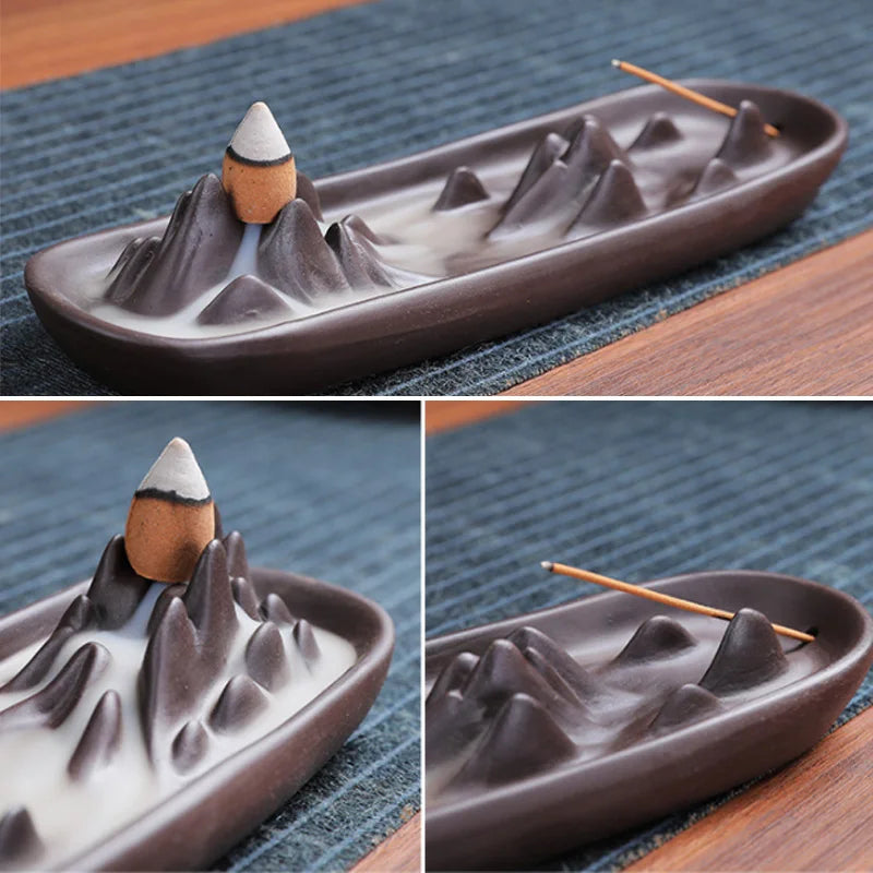 Backflow Incense Burner Ceramic Purple Sand Incense