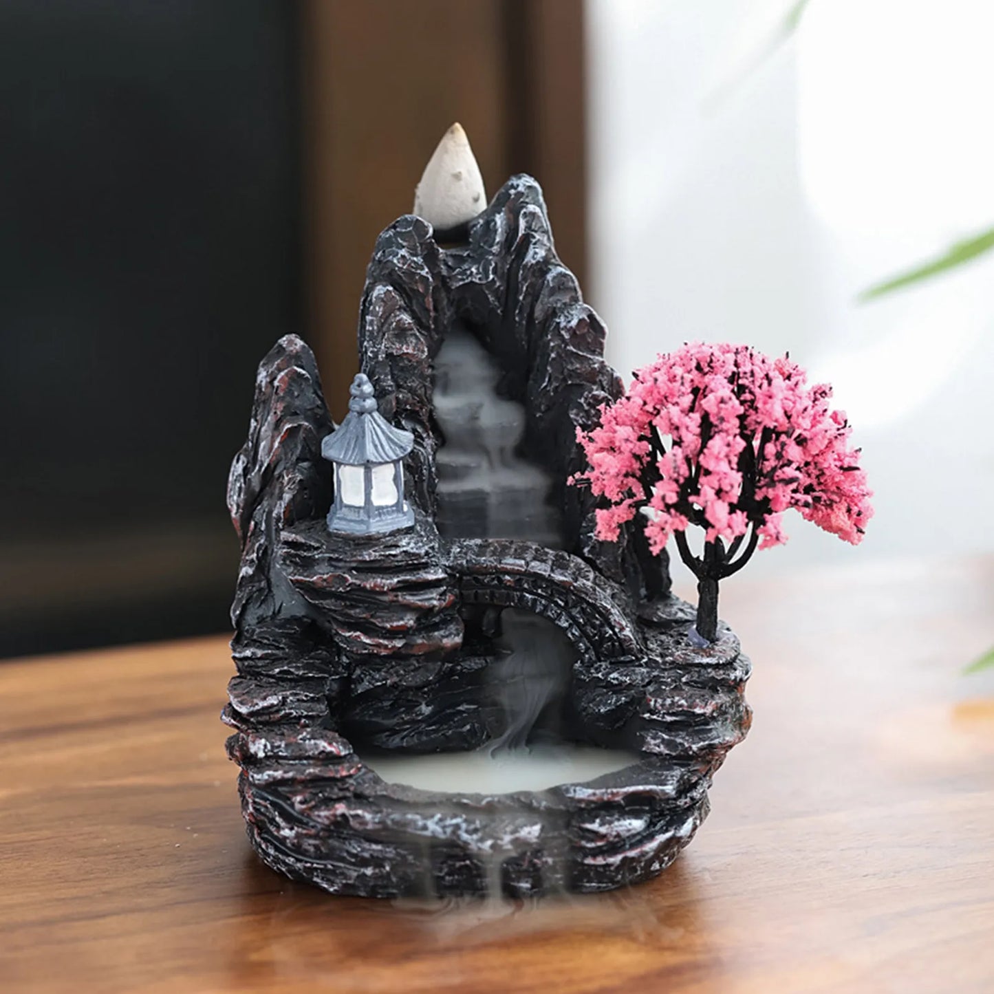 Waterfall Incense Burner Resin Backflow Incense Holder mini cute