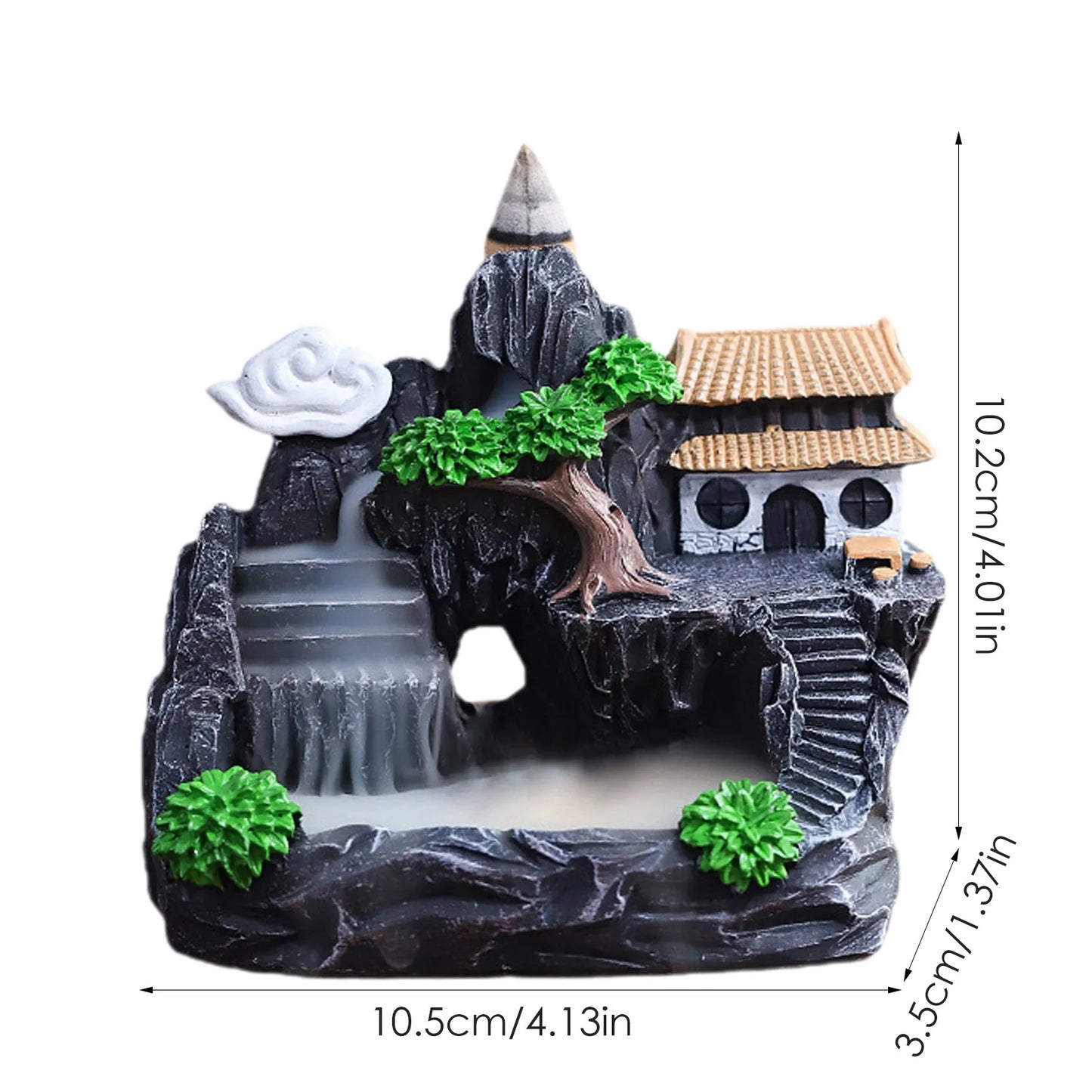 Waterfall Incense Burner Resin Backflow Incense Holder mini cute