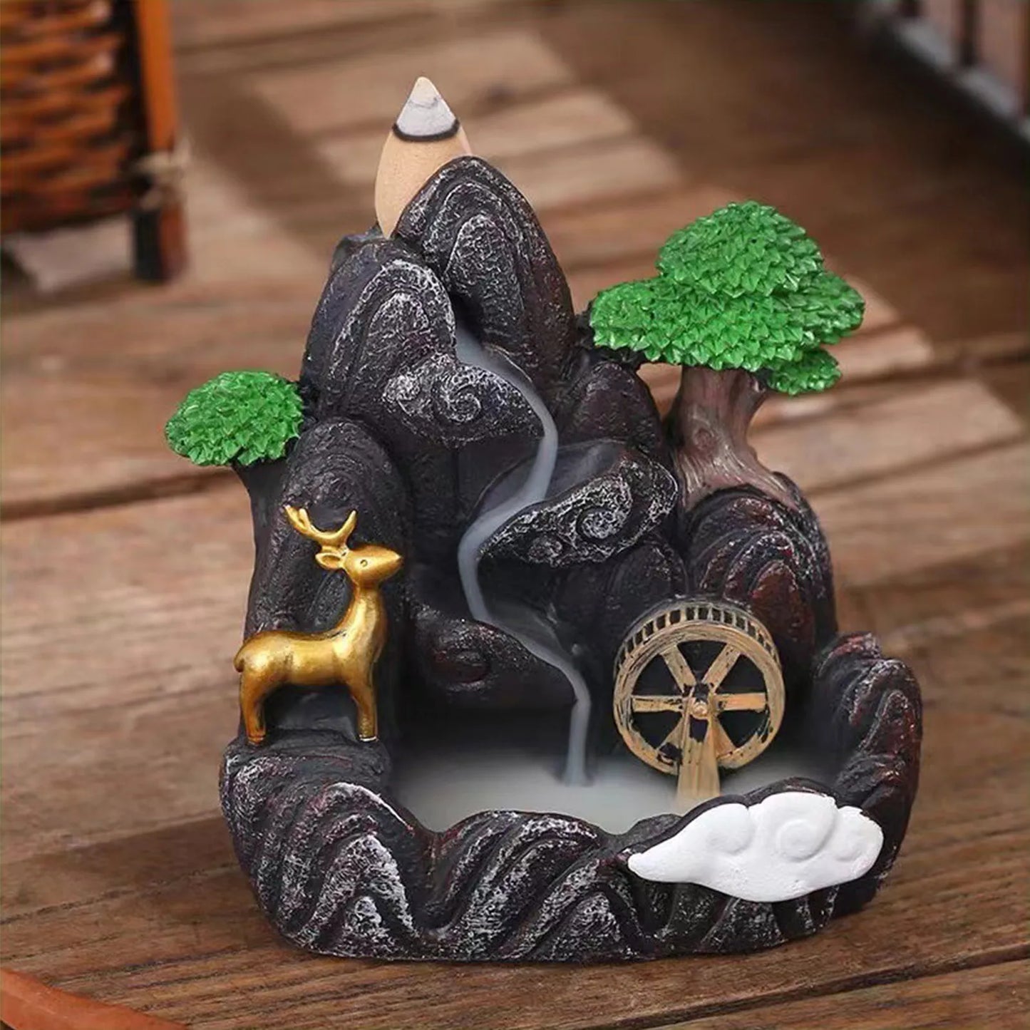 Waterfall Incense Burner Resin Backflow Incense Holder mini cute