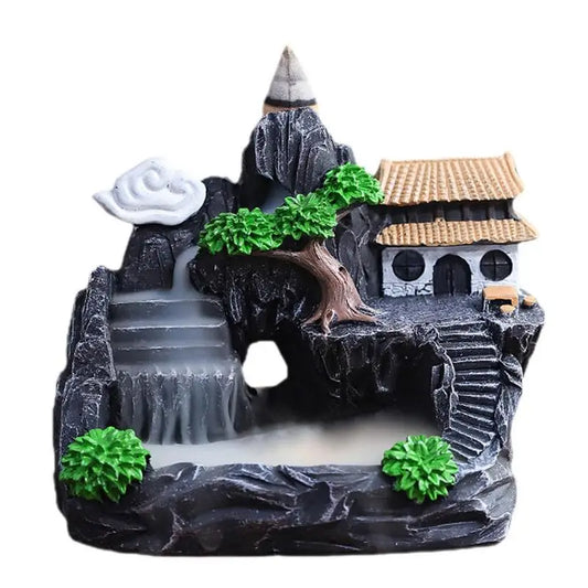 Waterfall Incense Burner Resin Backflow Incense Holder mini cute