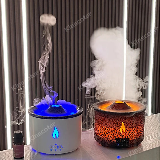 Volcano Flame Aroma Diffuser Jellyfish Smoke Ring Air Humidifier 360ml