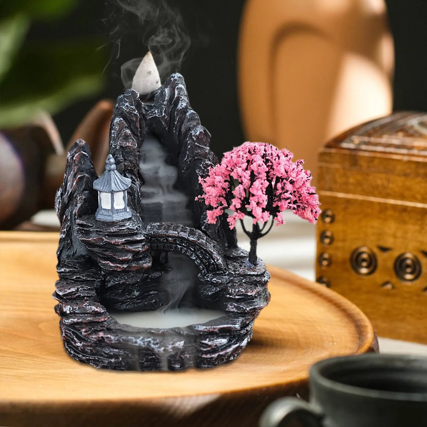 Waterfall Incense Burner Resin Backflow Incense Holder mini cute