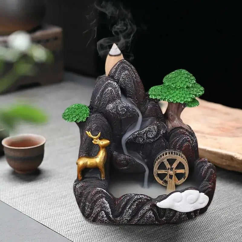 Waterfall Incense Burner Resin Backflow Incense Holder mini cute