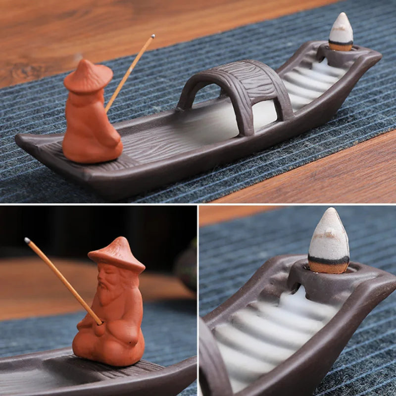 Backflow Incense Burner Ceramic Purple Sand Incense