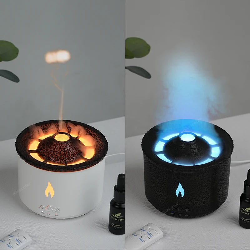 Volcano Flame Aroma Diffuser Jellyfish Smoke Ring Air Humidifier 360ml